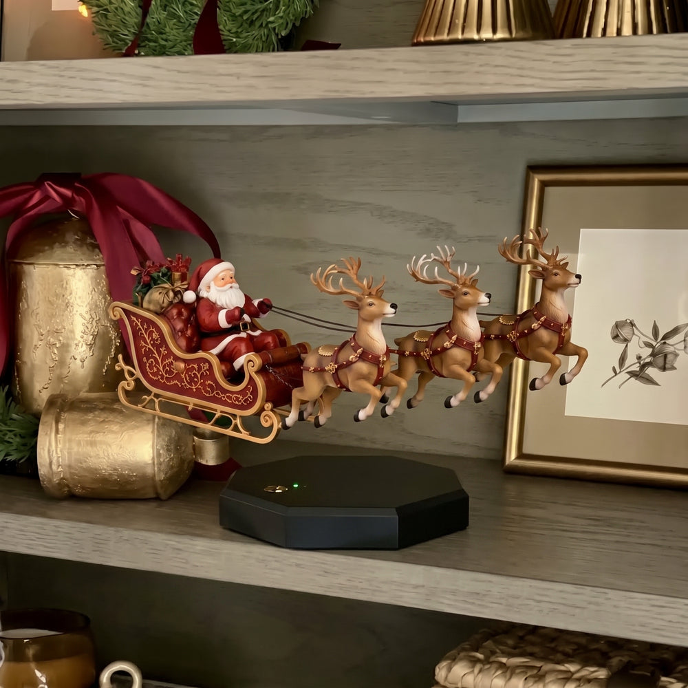After: floating Christmas sleigh display
